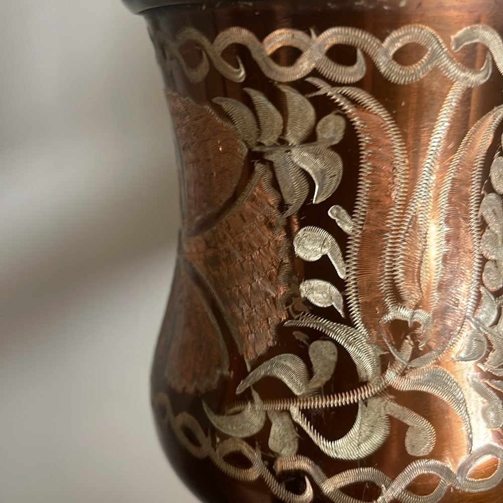 •| vintage etched brass Turkish cup - Picture 6 of 13